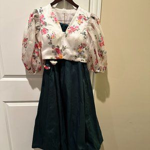 Green and Pink Floral Lehenga